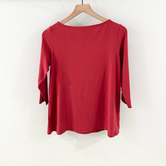 Eileen Fisher Ballet Neck Tee Red Size Small - Picture 6 of 6